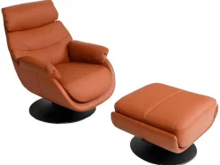 Relaxfauteuil Met Kruk Mcw-K99, Bruin-Vente-unique Clearance