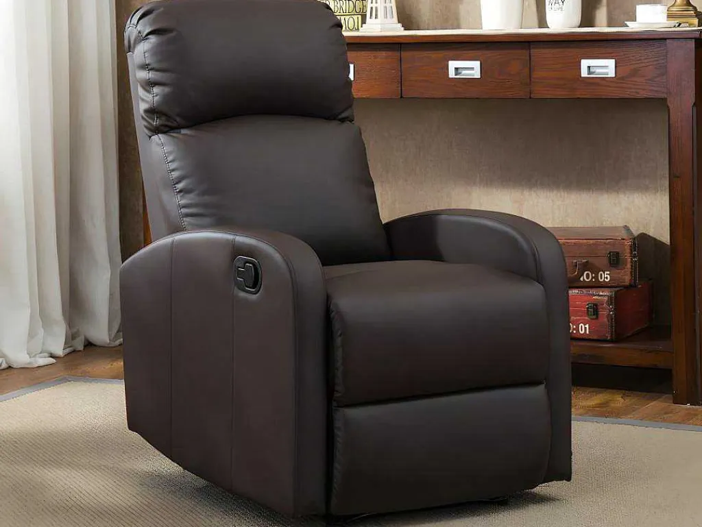 Relaxfauteuil Van Kunstleer Isao - Zwart-Vente-unique New