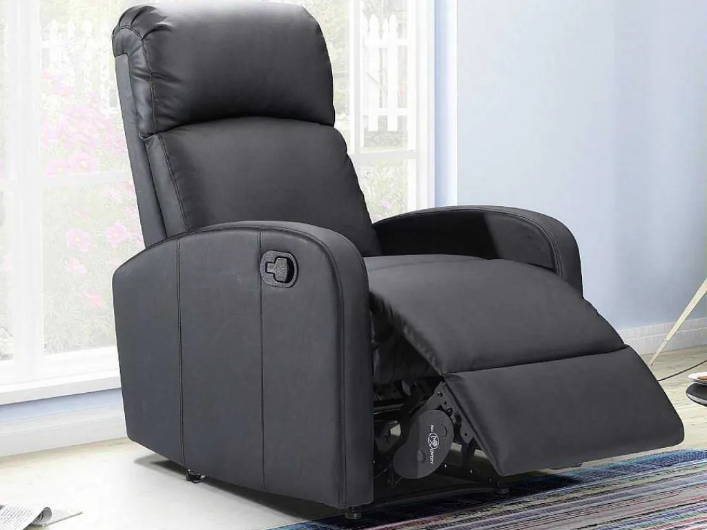 Relaxfauteuil Van Kunstleer Isao - Zwart-Vente-unique New