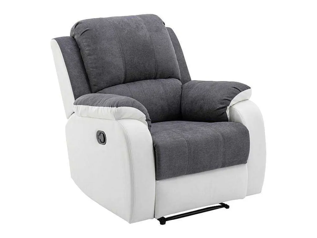 Relaxfauteuil Van Microvezel En Grijs En Wit Kunstleer Brody-Vente-unique Discount