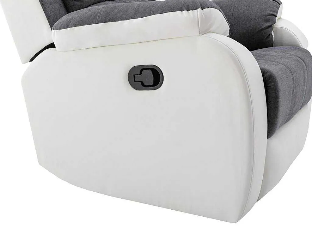 Relaxfauteuil Van Microvezel En Grijs En Wit Kunstleer Brody-Vente-unique Discount