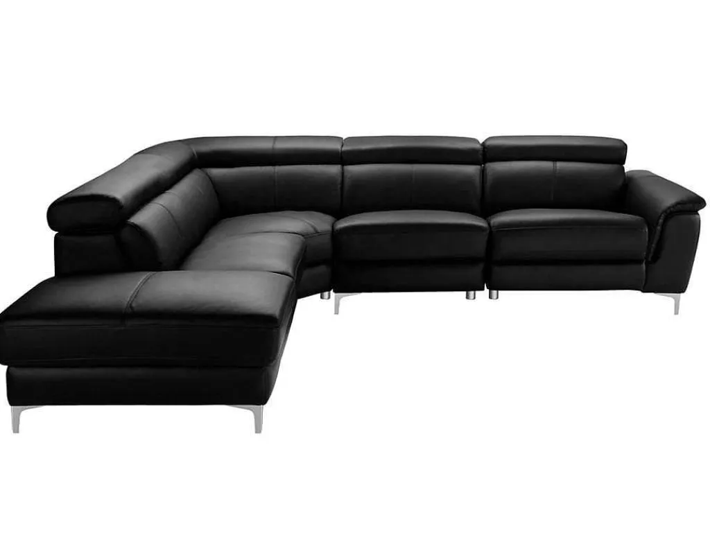 Relaxhoekbank Van Leer Sitia - Elektrisch - Zwart - Hoek Links-Vente-unique Hot