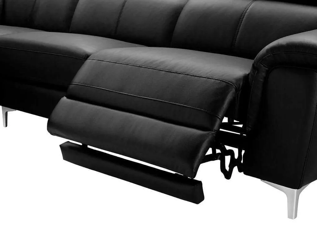 Relaxhoekbank Van Leer Sitia - Elektrisch - Zwart - Hoek Links-Vente-unique Hot
