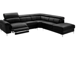 Relaxhoekbank Van Leer Sitia - Elektrisch - Zwart - Hoek Rechts-Vente-unique Outlet
