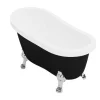 Retro Eilandbad Met Zilveren Leeuwenpoten - 171 L - 145 X 74 X 77 Cm - Zwart Mat - Nisos-Shower & Design Hot