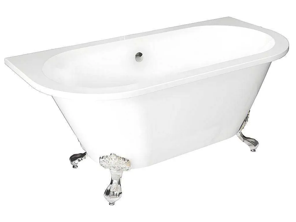 Retro Halflosstaand Bad Met Poten - 154 L - 150 X 74 X 61 Cm - Wit - Acryl - Sparus-Shower & Design New