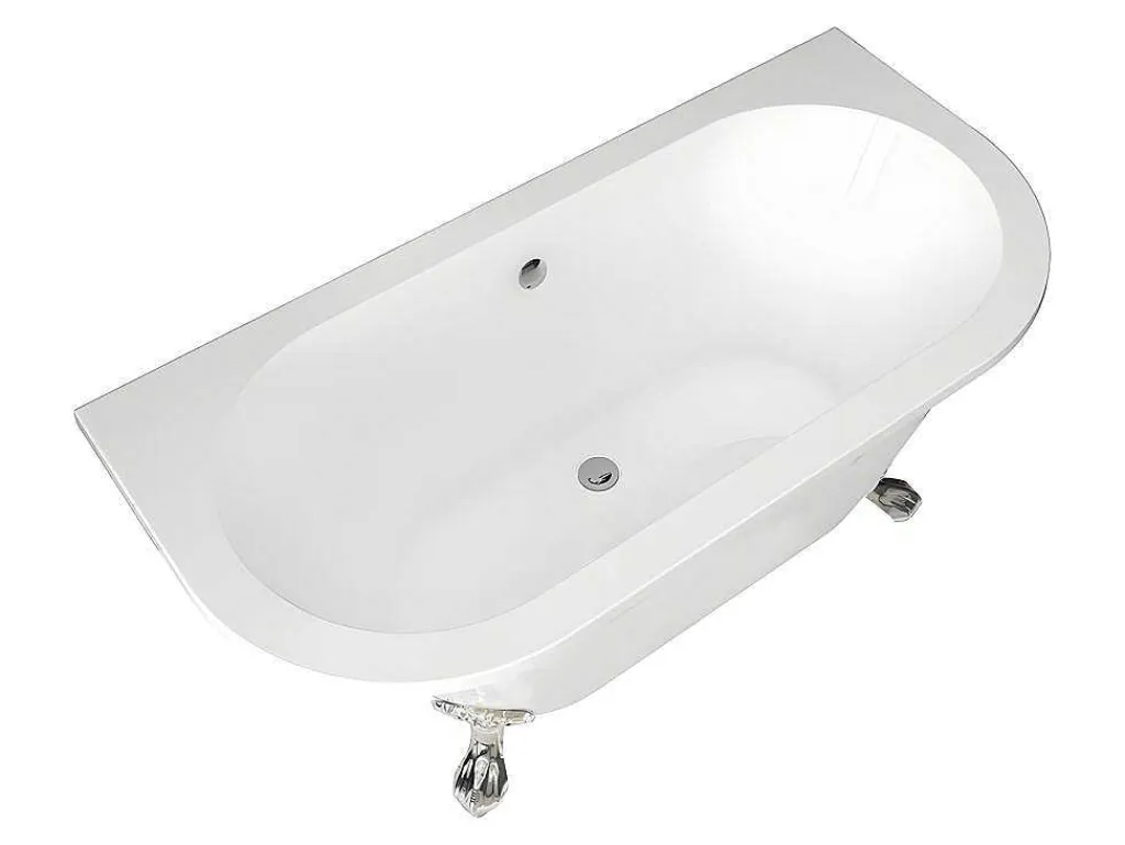 Retro Halflosstaand Bad Met Poten - 154 L - 150 X 74 X 61 Cm - Wit - Acryl - Sparus-Shower & Design New