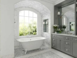 Retro Halflosstaand Bad Met Poten - 154 L - 150 X 74 X 61 Cm - Wit - Acryl - Sparus-Shower & Design New
