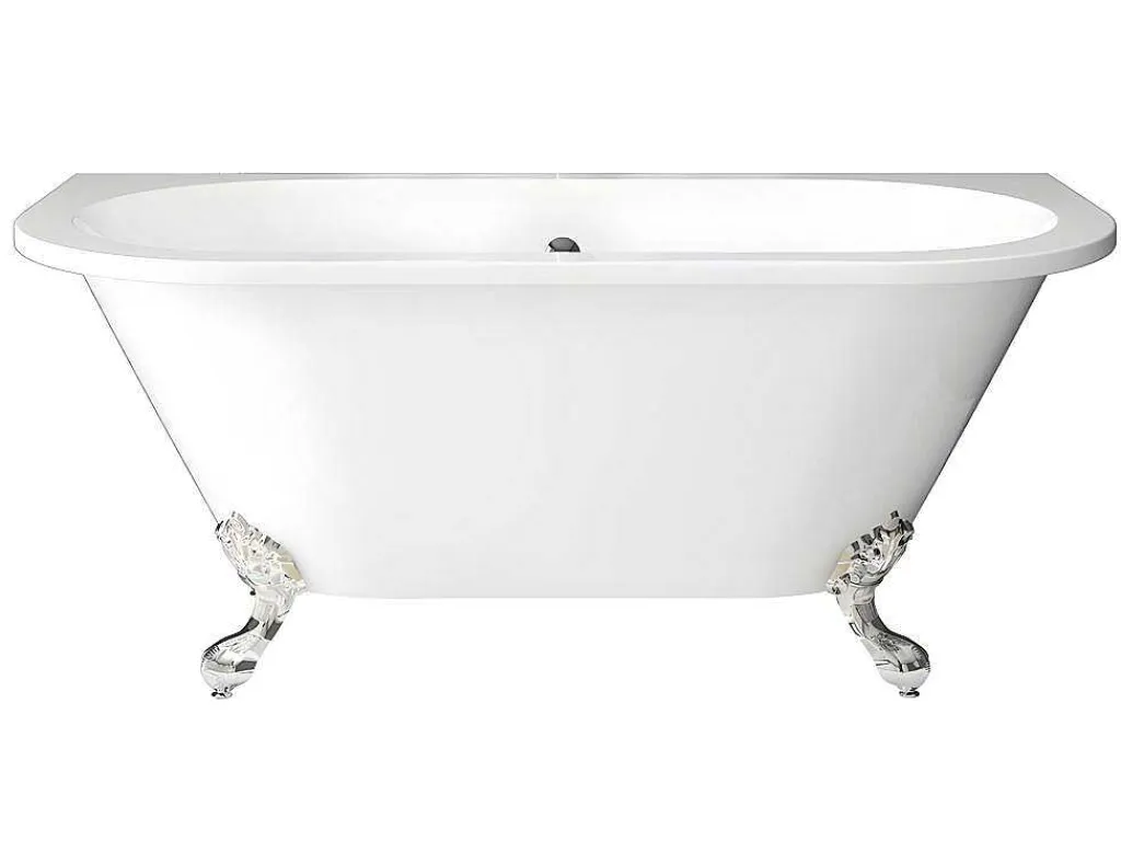 Retro Halflosstaand Bad Met Poten - 154 L - 150 X 74 X 61 Cm - Wit - Acryl - Sparus-Shower & Design New
