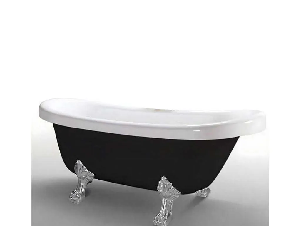 Retro Vrijstaand Bad 170 X 80 Cm Zwart Met Zilveren Pootjes Marigold Noir-ELITESHOPPING Discount
