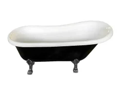 Retro Vrijstaand Bad 170 X 80 Cm Zwart Met Zilveren Pootjes Marigold Noir-ELITESHOPPING Discount
