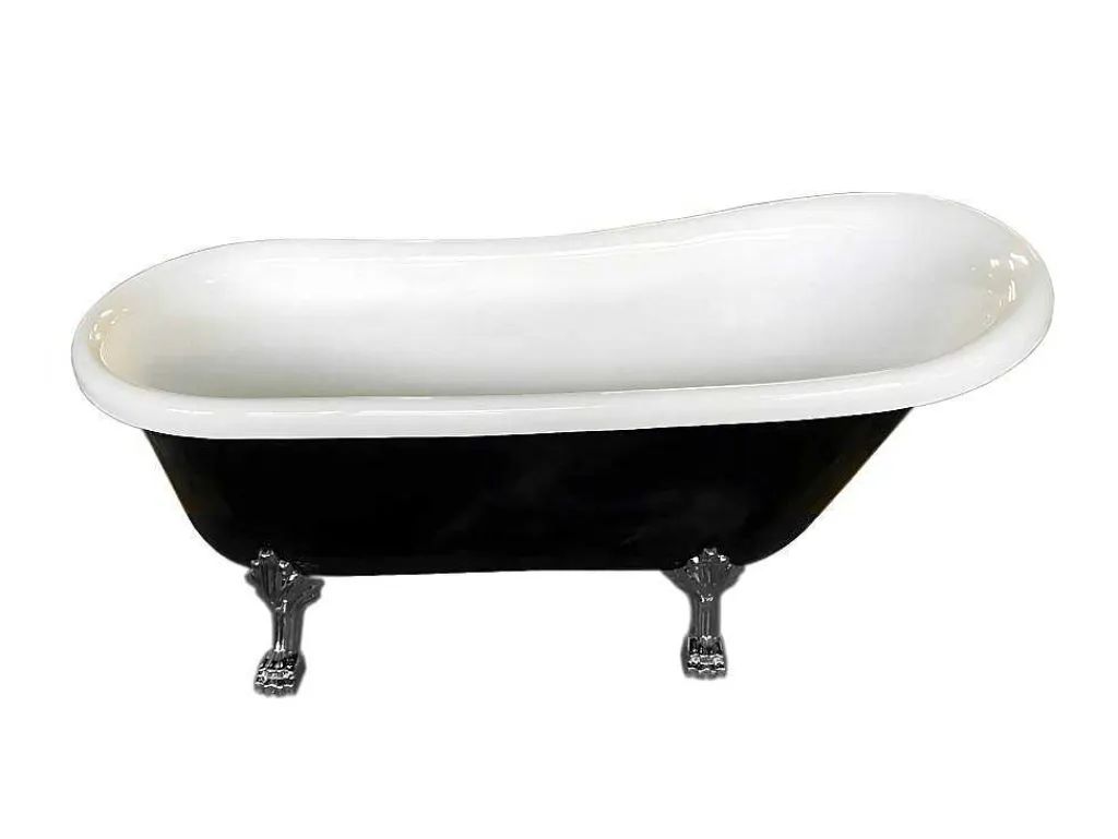 Retro Vrijstaand Bad 170 X 80 Cm Zwart Met Zilveren Pootjes Marigold Noir-ELITESHOPPING Discount