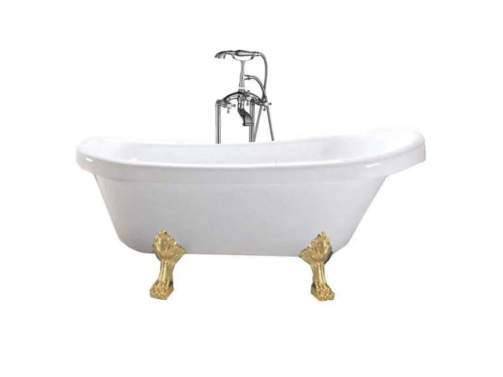 Retro Vrijstaand Bad 170 X 80 Cm Met Gouden Pootjes + Mengkraan Marigold-ELITESHOPPING