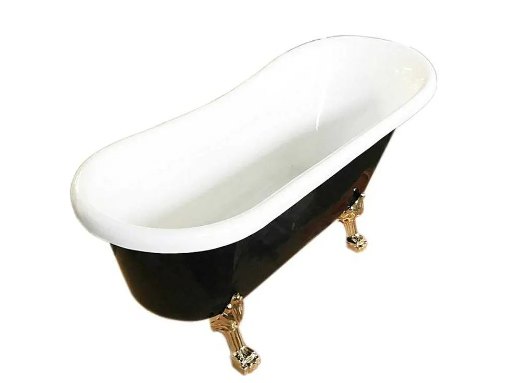 Retro Vrijstaand Bad 170 X 80 Cm Zwartgouden Pootjes + Mengkraan Marigold Noir-ELITESHOPPING Online