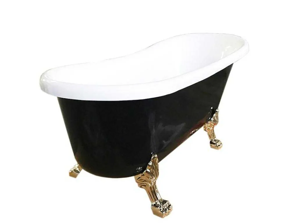 Retro Vrijstaand Bad 170 X 80 Cm Zwartgouden Pootjes + Mengkraan Marigold Noir-ELITESHOPPING Online