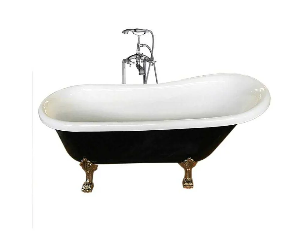 Retro Vrijstaand Bad 170 X 80 Cm Zwartgouden Pootjes + Mengkraan Marigold Noir-ELITESHOPPING Online