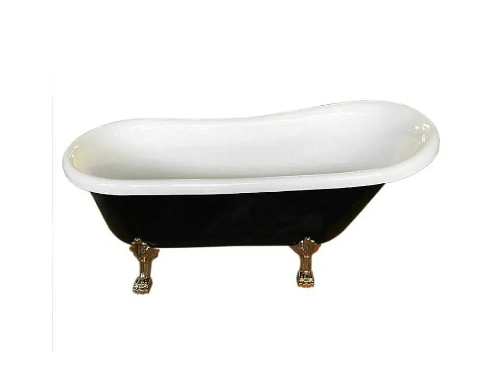 Retro Vrijstaand Bad 170 X 80 Cm Zwartgouden Pootjes + Mengkraan Marigold Noir-ELITESHOPPING Online