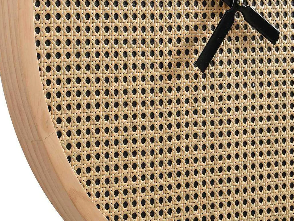 Rieten Wandklok - D60 Cm - Mdf En Hout - Naturel - Fietra-OZAIA Online