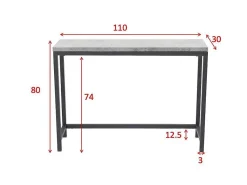 Rise Sidetable 30X110 Cm Beton Decor, Zwart.-Venture Home Clearance