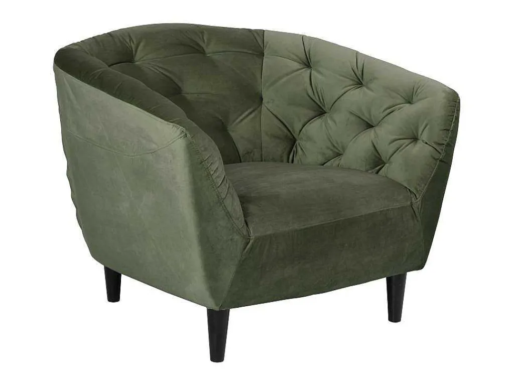 Rita Fauteuil Bosgroen, Rubberhout Zwart.-Vente-unique Discount