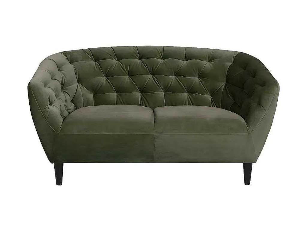 Rita 2-Zitsbank Bosgroen, Rubberhout Zwart.-Vente-unique Clearance