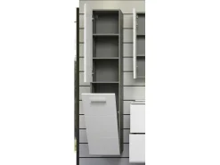 Riva Badkamerkast Wandophanging, 1 Deur, 1 Klepdeur, Wit Hoogglans, Grijs.-Trendteam Hot