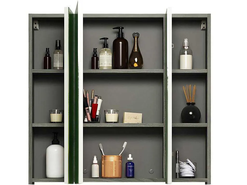 Riva Spiegelkast 3 Deuren, Grijs.-Trendteam Outlet