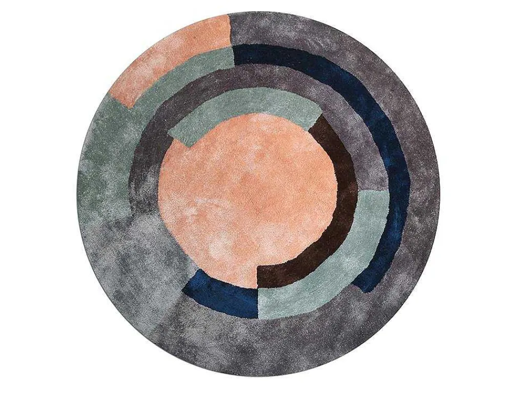 Rond Tapijt Van Getuft Viscose Met Geometrisch Patroon Janjivy - 4000 G/M - D120 Cm-OZAIA