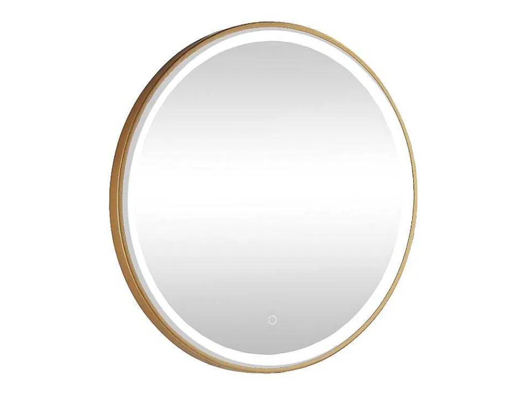 Ronde Badkamerspiegel Met Ledverlichting En Goudkleurige Lijst Diameter 80 Cm Numea-OZAIA Sale