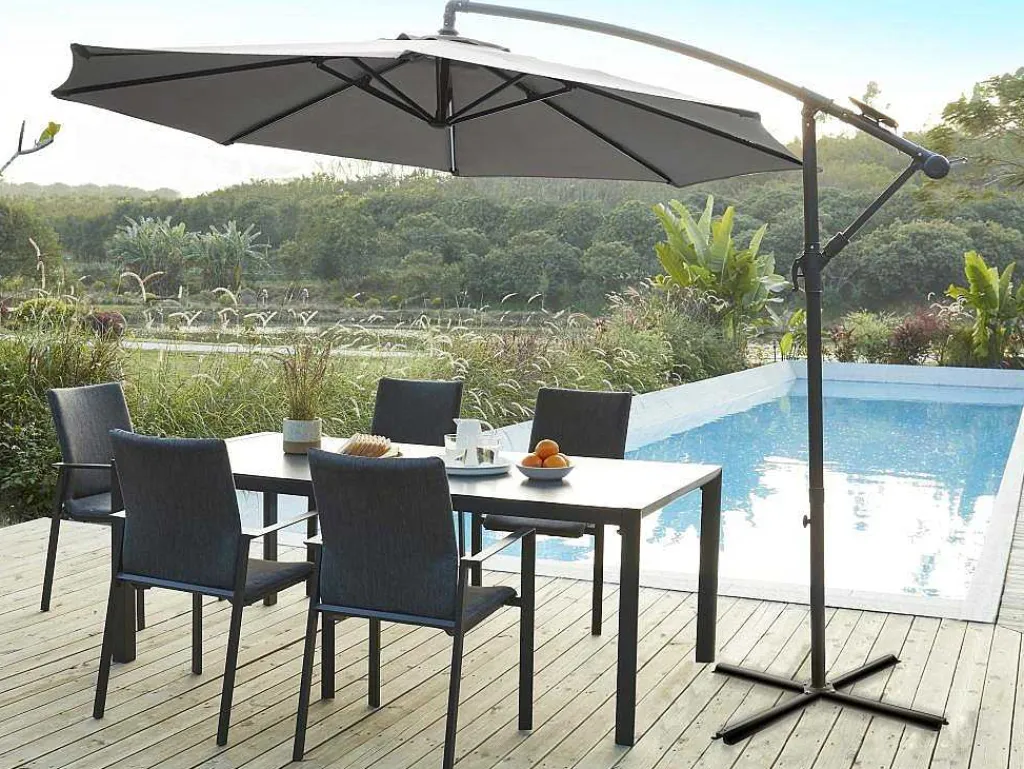 Ronde Hangparasol - Grijs - Staal - Ledverlichting - Diameter: 2,93 M - Pocota-MYLIA Discount
