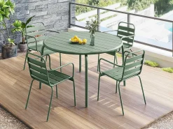Ronde Metalen Tuintafel Mirmande - D.110 Cm - Amandelgroen-MYLIA