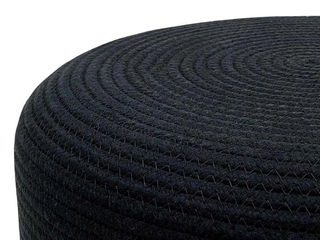 Ronde Poef In Licht En Zwart, Natuurlijk Rotan Salveti-Vente-unique Hot