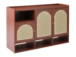 Rotan Opbergmeubel - 3 Gebogen Rotan Deuren En 4 Open Opbergruimtes - Bruin-ModernLuxe Hot