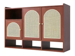 Rotan Opbergmeubel - 3 Gebogen Rotan Deuren En 4 Open Opbergruimtes - Bruin-ModernLuxe Hot
