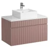 Roze Gestreept Hangmeubel Voor Badkamer Met Wastafel Om Erop Te Plaatsen - 80 Cm - Satara-Vente-unique Online