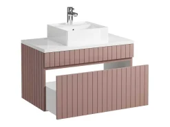 Roze Gestreept Hangmeubel Voor Badkamer Met Wastafel Om Erop Te Plaatsen - 80 Cm - Satara-Vente-unique Online