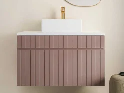 Roze Gestreept Hangmeubel Voor Badkamer Met Wastafel Om Erop Te Plaatsen - 80 Cm - Satara-Vente-unique Online