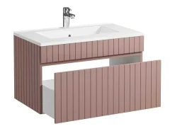 Roze Gestreept Hangmeubel Voor Badkamer Met Inbouwwastafel - 80 Cm - Satara-Vente-unique Clearance