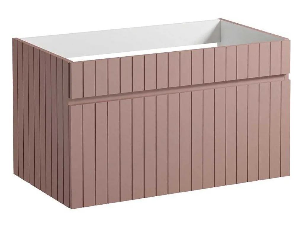 Roze Hangmeubel Met Strepen Voor Onder Wastafel Met Plank - 80 Cm - Satara-Vente-unique New