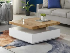 Salontafel Kyria - 1 Lade & Draaiblad - Mdf - Kleur: Antraciet & Eik-Vente-unique Online