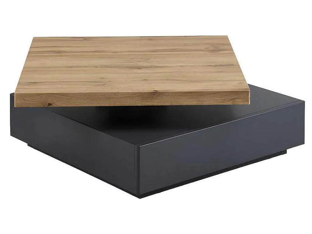 Salontafel Kyria - 1 Lade & Draaiblad - Mdf - Kleur: Antraciet & Eik-Vente-unique Online