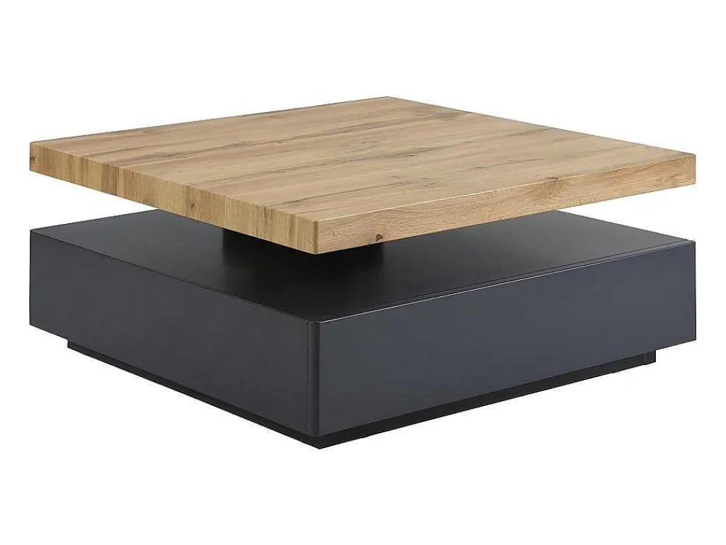 Salontafel Kyria - 1 Lade & Draaiblad - Mdf - Kleur: Antraciet & Eik-Vente-unique Online