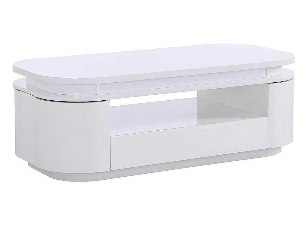 Salontafel Met 4 Kasten En 1 Lade - Leds - Mdf - Witgelakt - Vandana-Vente-unique Clearance