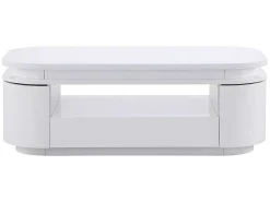 Salontafel Met 4 Kasten En 1 Lade - Leds - Mdf - Witgelakt - Vandana-Vente-unique Clearance