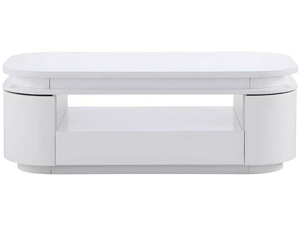 Salontafel Met 4 Kasten En 1 Lade - Leds - Mdf - Witgelakt - Vandana-Vente-unique Clearance