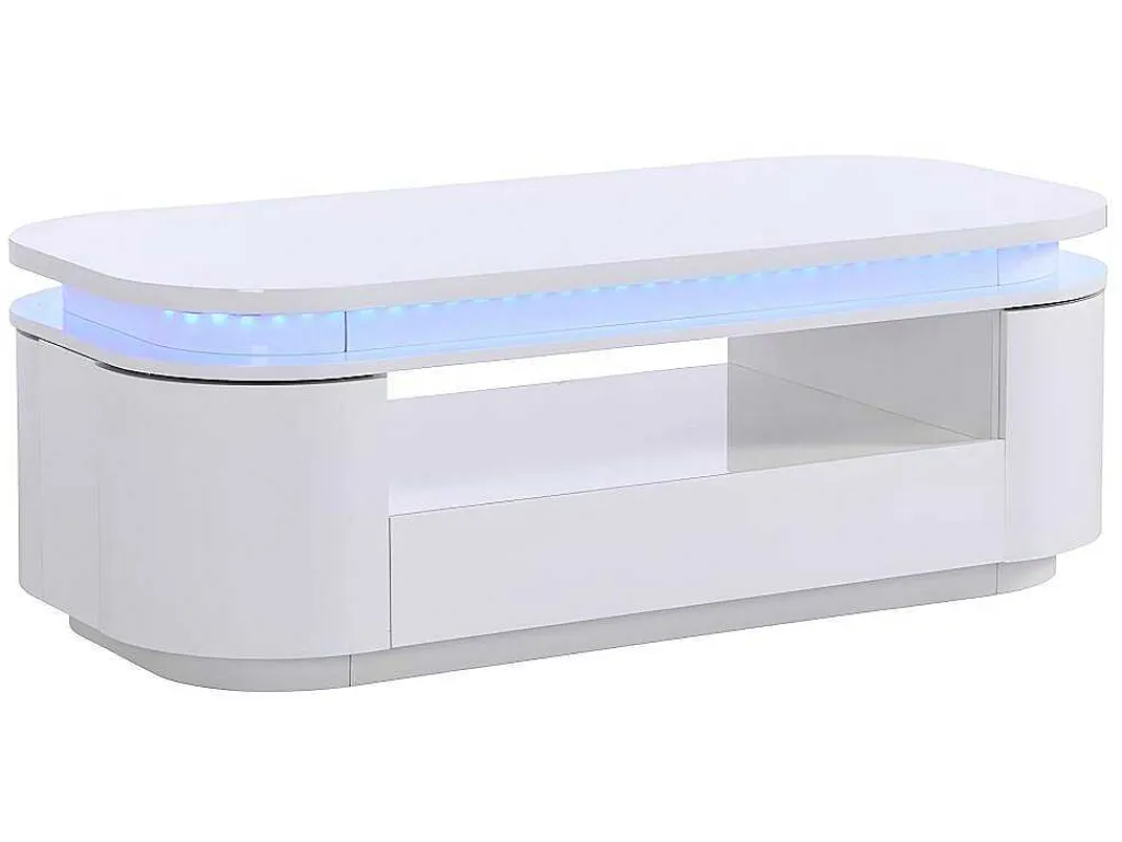 Salontafel Met 4 Kasten En 1 Lade - Leds - Mdf - Witgelakt - Vandana-Vente-unique Clearance