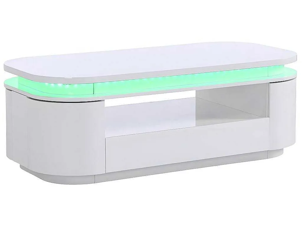 Salontafel Met 4 Kasten En 1 Lade - Leds - Mdf - Witgelakt - Vandana-Vente-unique Clearance