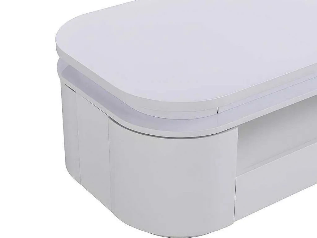 Salontafel Met 4 Kasten En 1 Lade - Leds - Mdf - Witgelakt - Vandana-Vente-unique Clearance
