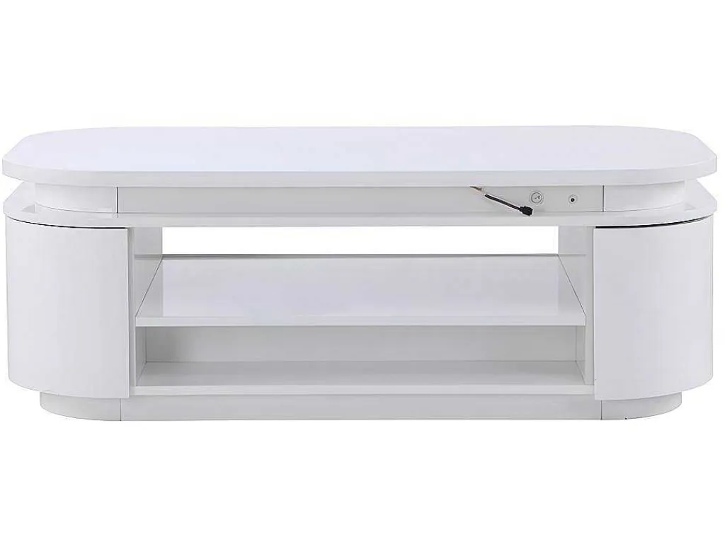 Salontafel Met 4 Kasten En 1 Lade - Leds - Mdf - Witgelakt - Vandana-Vente-unique Clearance