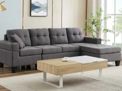 Salontafel Met Afneembaar Tafelblad En 1 Lade - Mdf En Staal - Naturel En Wit - Balun-Vente-unique New